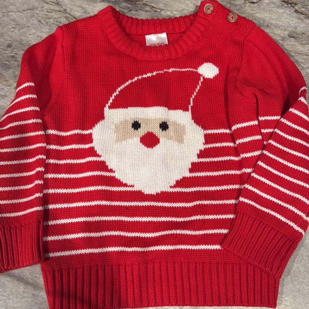 Festive Red Santa Sweater with Stripes